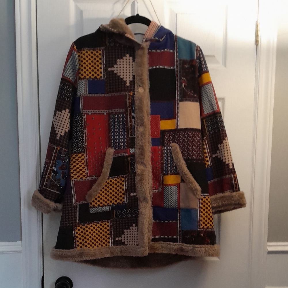 Patchwork Hooded Women's Coat